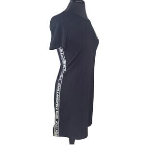 Y2K Karl Lagerfeld Paris Logo Tape T-Shirt Mini Dress S Black Streetwear Comfy